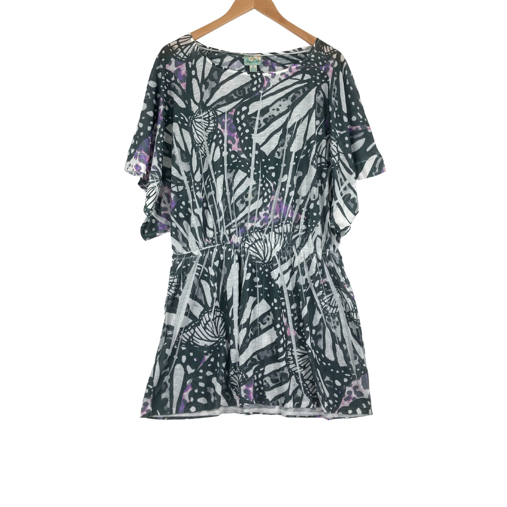 Unity Beach Women Abstract Butterfly Print Short Sleeve Dress Size XL